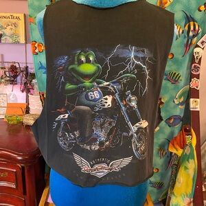 Authentic Black Muscle Tee with Graphic Print